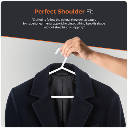 Scott 11 Plastic Coat Hangers, 25 Pack - Adult White Strong Clothes Hangers For Clothes, Durable With Hooks For Space-Saving, Lightweight, Non-Slip