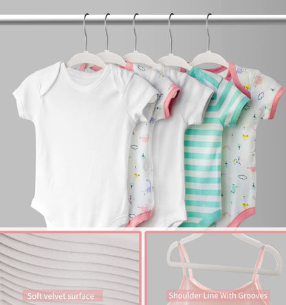 MangoKit Non-Slip Baby Velvet Hangers, Newborn Coat Hangers 15 Pack White