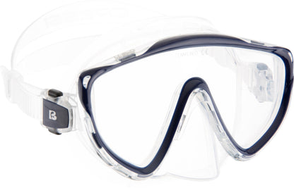 CRESSI Tino Adventure Set Clear/Blue Navy [S/M] - Snorkel Set Tonga Fins, Tino Mask and Scilla Snorkel for Snorkelling and Diving, Transparent/Blue