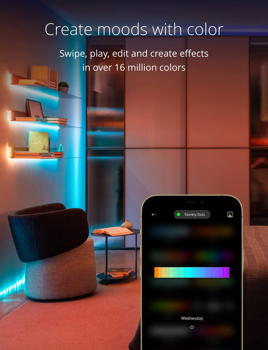 Twinkly Dots 10m, Flexible RGB LED Strip, in- and Outdoor, Compatible with Alexa and Google Home, IP44, 16 M+ Colors, App Control, Transparent Wire,