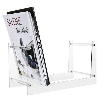 YAYODS Clear Vinyl Record Storage - Premium Acrylic Display Stand for up to 50 LPs, Concise Desktop Album Storage Holder