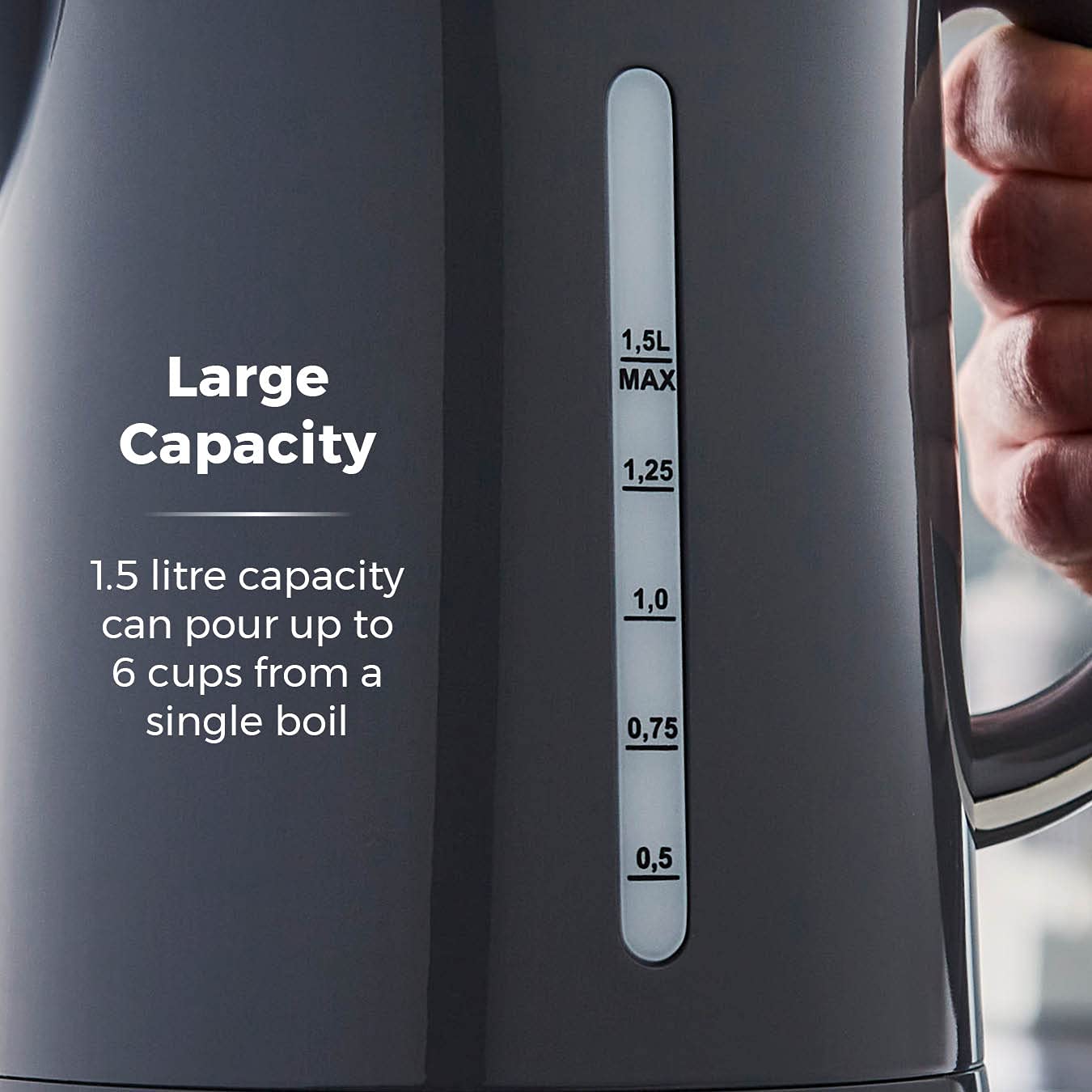 Tower T10049GRP Belle Jug Kettle with Rapid Boil, 1.5L, 3000W, Graphite