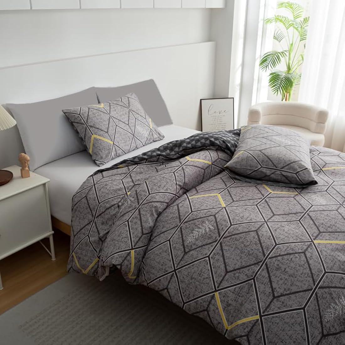 Lazzaro Double Duvet Set - Premium Brushed Microfiber Double Duvet Cover (200 x 200 cm) 3 PCs - Breathable Luxury Bedding Set With Zipper Closure