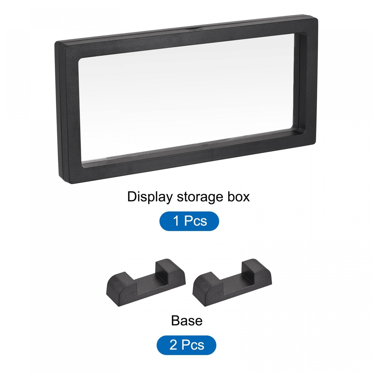 sourcing map Floating Thin Film Display Box with Base 23cm x 11cm x 2cm Black