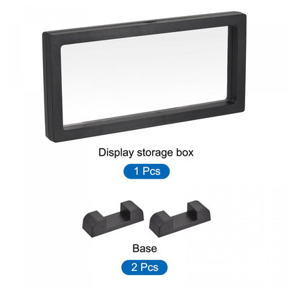 sourcing map Floating Thin Film Display Box with Base 23cm x 11cm x 2cm Black