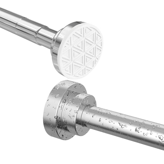 Upgraded 48-133cm Extendable Shower Curtain Pole Splice Mounting, 304 Stainless Steel No Drill Tension Rod, Non-Slip, Never Rust & Collapse for Bath,