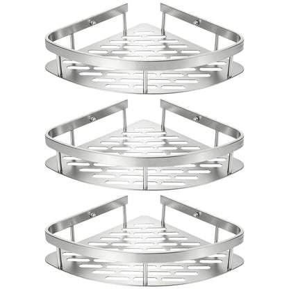 Suimlmta 3 Tier Corner Shower Caddy, No Drill Shower Shelf Organiser Wall Mounted Bathroom Shelves Storage Rack Fit for Showers Toilet Dorm Kitchen