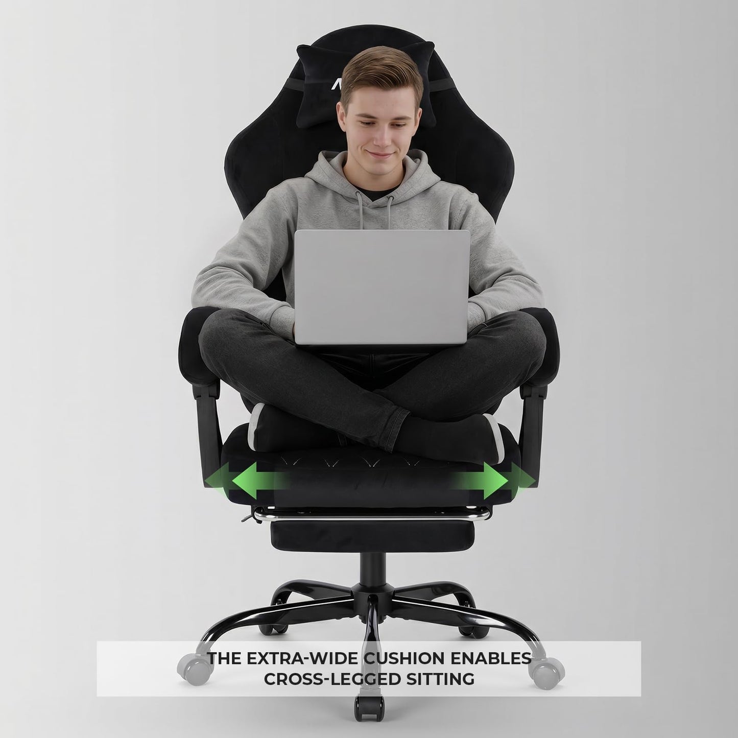 NIONIK Massage Gaming Chair with Footrest, Ergonomic Office Chair with Lumbar Support and Headrest