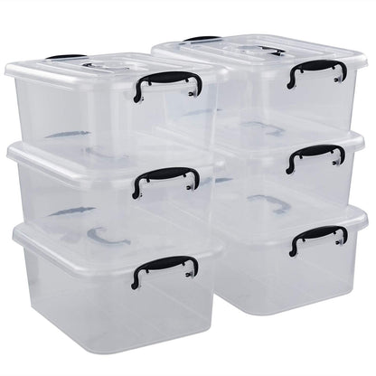 Bringer 6-Pack 8 L Clear Plastic Storage Boxes, Clear Latch Boxes