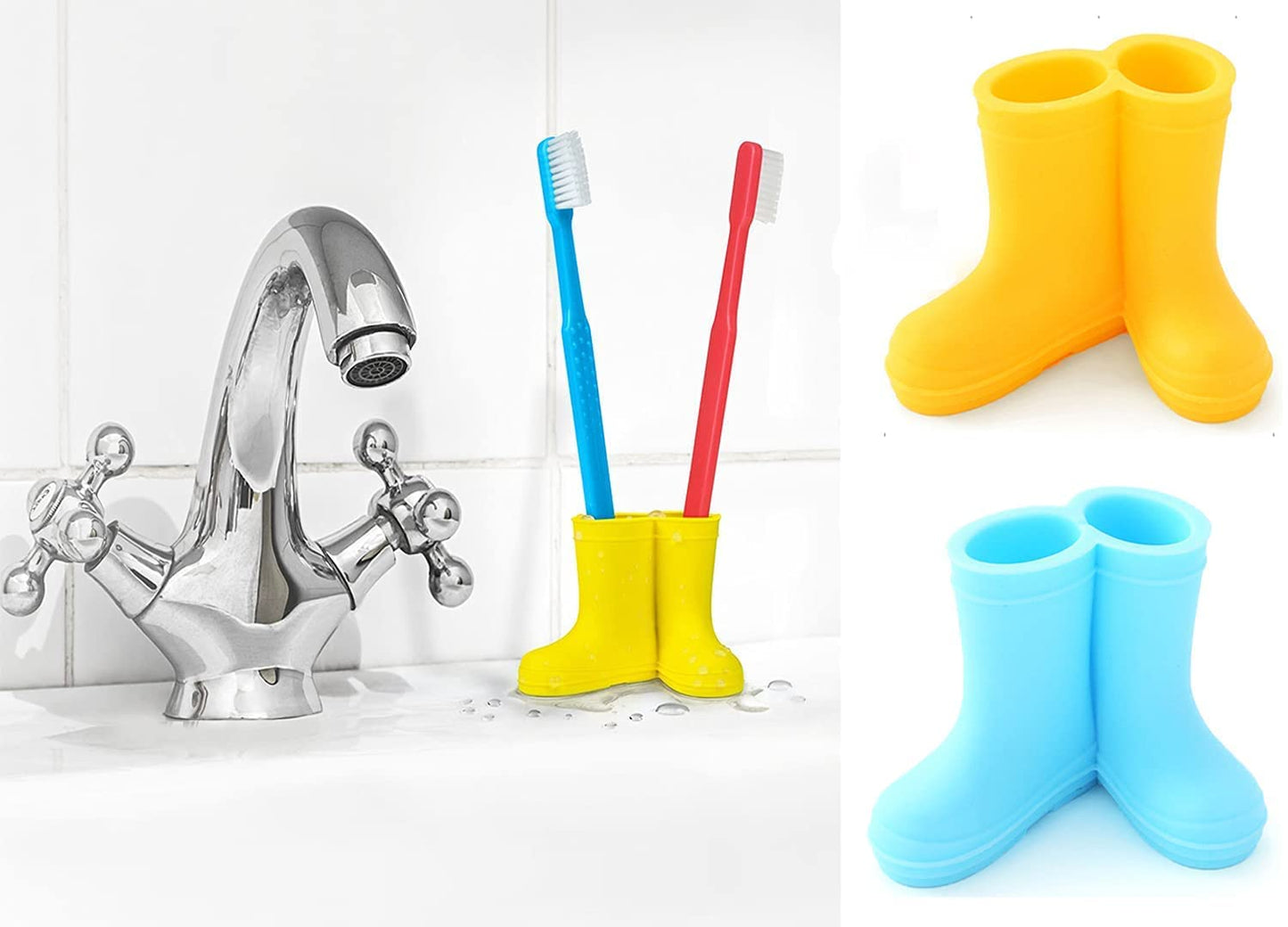 2 Pack Rain Boot Toothbrush Holder Silicone Toothbrush Holder Cute Organizer for Your Bathroom Perfect Toothbrush Holder for Children,Safety Razor