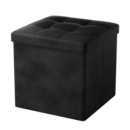 Oak & Tea Storage Ottoman, Foldable Storage Bench, Small Footrest, Cube Storage Unit, 1 Storage Boxes with Lid, Footstool