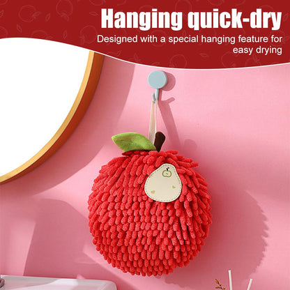 MiOYOOW Hanging Washcloths Ball, 2Pcs Quick-Drying Hand Towel Ball Soft Chenille Handball with Hanging Loops for Bathroom Washstand Kitchen