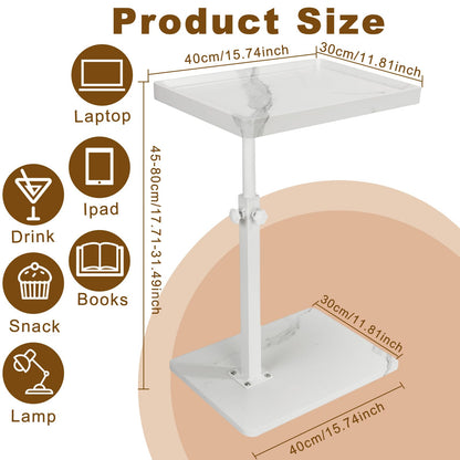 Simcat Adjustable Height C Shaped Side Table With Wheels, 360° Rotated Tray