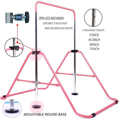 Horizontal Bar Gymnastics Kids Garden Home Reck Stretching Folding Value Gift Set, Fitness Expandable Gym Training Bar Equipment Adjustable Height for