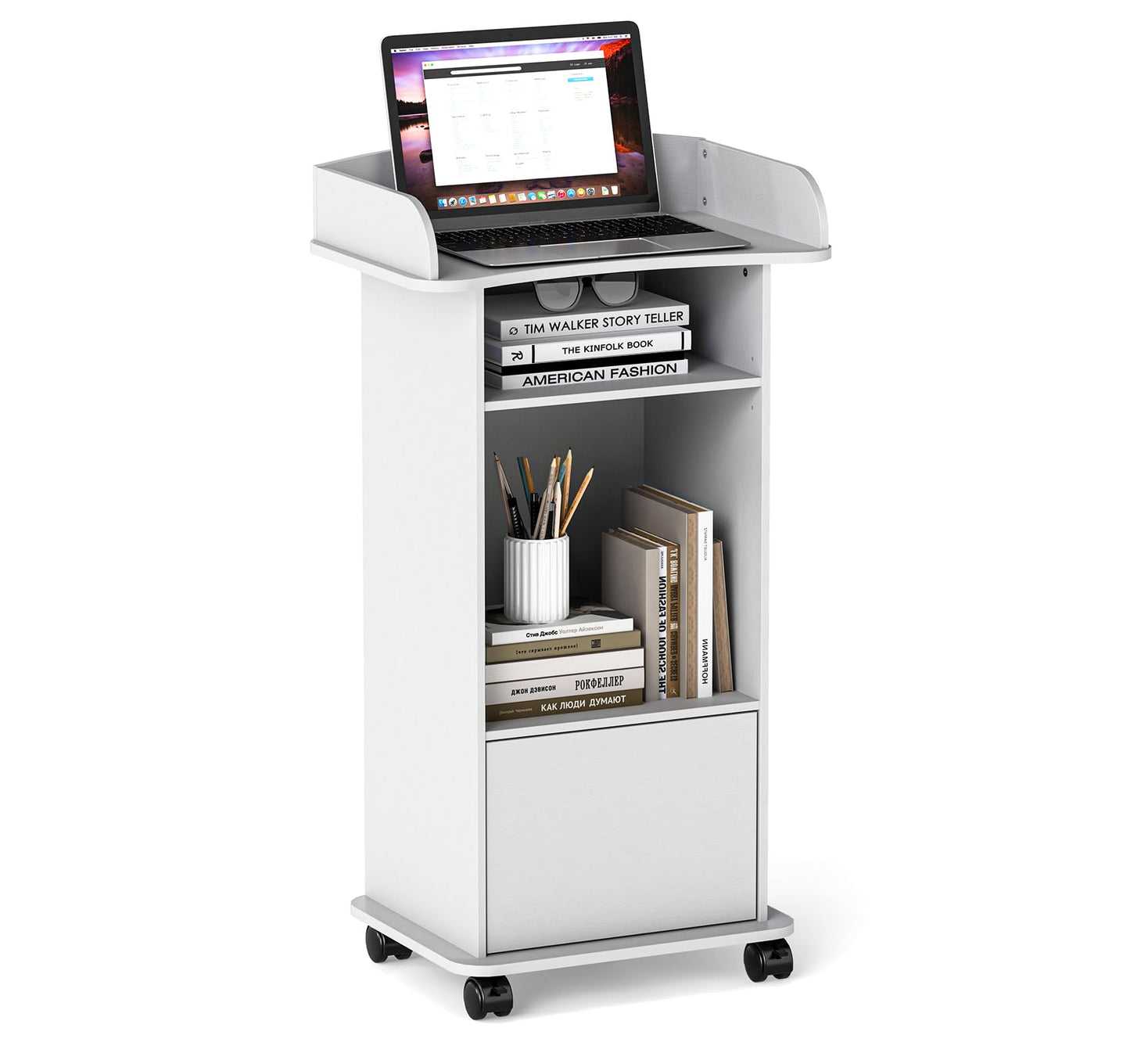 yeshine Lecterns & Podiums Portable Mobile Wood Lectern Reception Desk