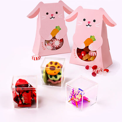 Lomgwumy Acrylic Box with Lid Small, Pack of 4, Durable, with Lid, Acrylic Square Container is Suitable for Storing Candy, Small Accessories