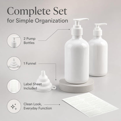 2 Pcs Soap Dispenser, 500ML/17oz Pump Bottle Dispenser, Empty Refillable Shampoo and Conditioner Bottles for Bedroom Kitchen Lotions Washing Up
