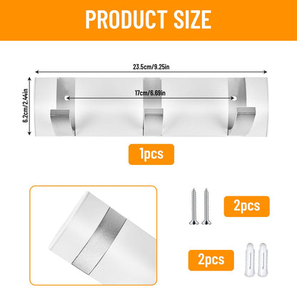 Solbrezeni Wall Mounted Floating Rack, Coat Hooks Wall Mounted with 3 Hooks, Foldable Aluminum Wall Hook, Coat Hooks for Wall