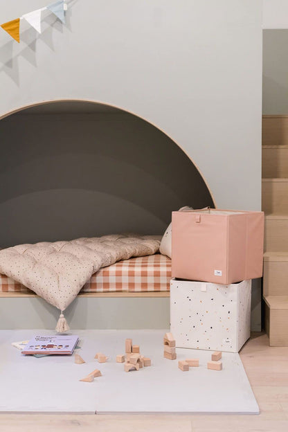 3 Sprouts Storage Cube Box, Foldable Fabric Cubby Organizer, Clay