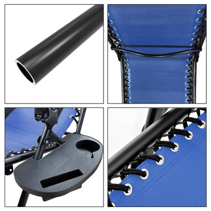 VOUNOT? Zero Gravity Chair, Deck Folding Recliner Sun Loungers Outdoor Chair with Cup and Phone Holder, Blue