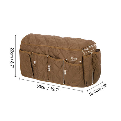 sourcing map Sofa Armrest Organizer Non-Slip Armchair Caddy Waterproof Couch Remote Holder Organizers with 14 Pockets for TV Remote Control Cell