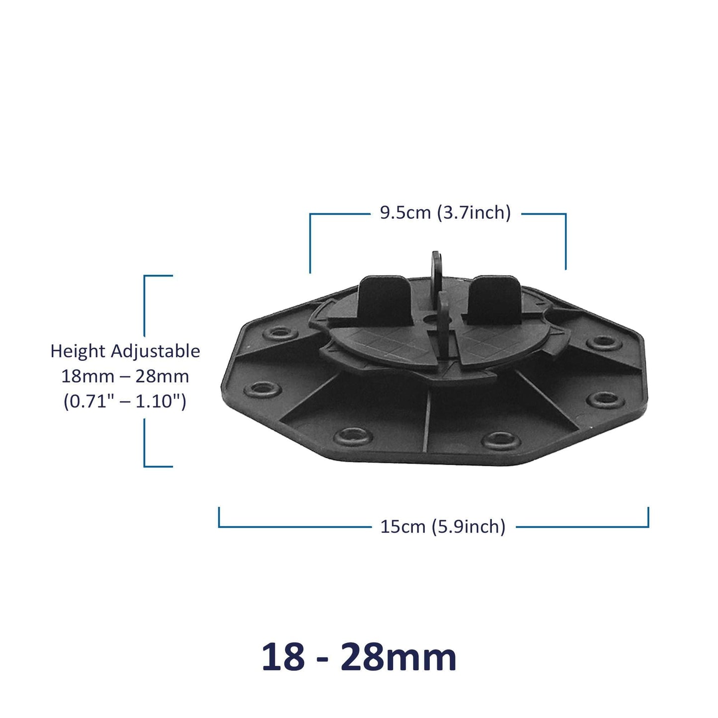 Nicoman Adjustable Tile & Paver Support Pedestal – Height Adjustable, Black Heavy-Duty Plastic, Paving Leveling & Drainage System