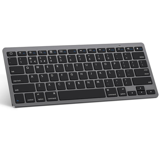 OMOTON Bluetooth Wireless Keyboard for iOS Compatible with iPad Pro/Air/Mini, iPhone and More, UK QWERTY Keyboard Layout, Space Grey