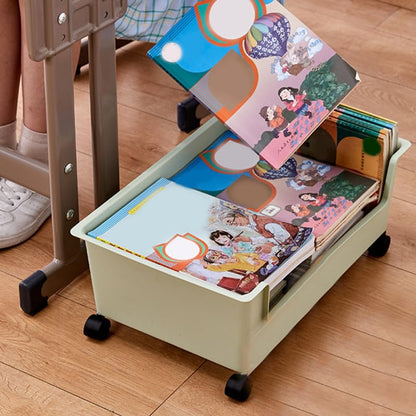 Healifty Book Storage Container on Wheels Plastic Storage Box with Wheels under Desk Bookcase for Dormitory Office and Home for Books and Sundries