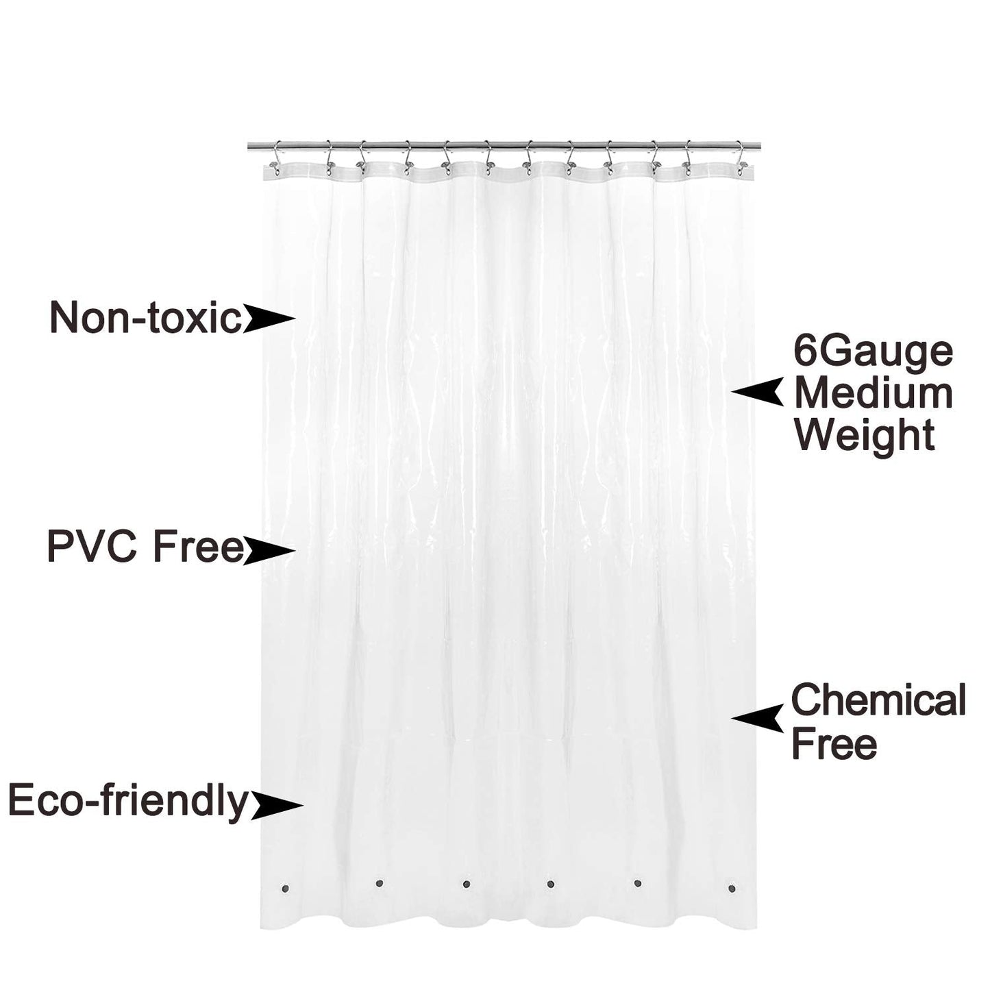 Barossa Design Peva Shower Curtain 72 x 75 Inches Width x Height Clear