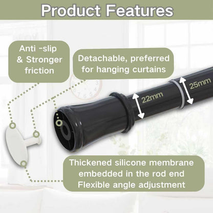 Telescopic Spring Tension Rod Extendable Curtain Rod No Drilling Extendable Window Tension Rod Adjustable Curtain Pole No Screws for