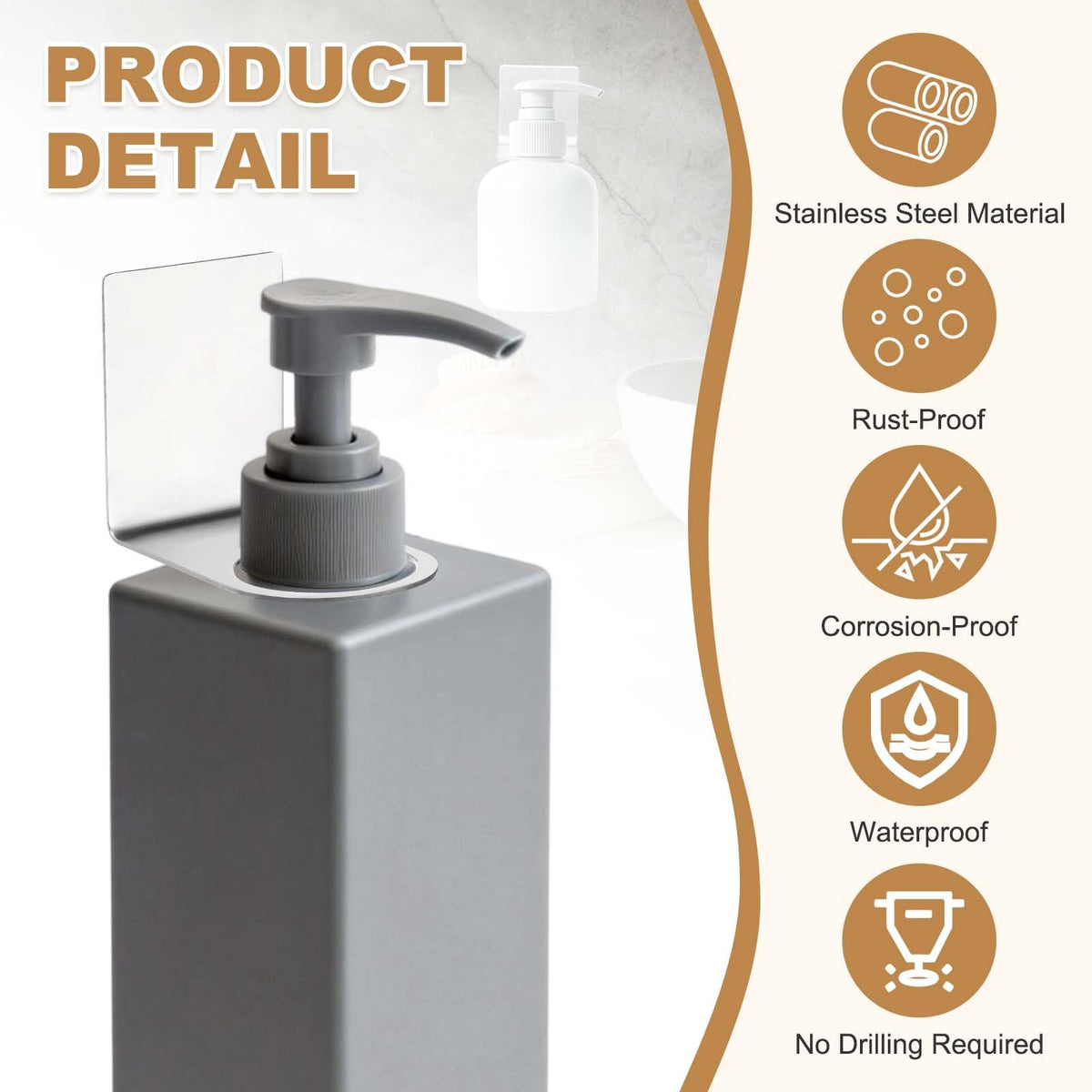 sourcing map 4 Pcs Shower Shampoo Bottle Holder, 1.1 Inch Adhesive Soap Bottle Dispenser Holder Wall Mount