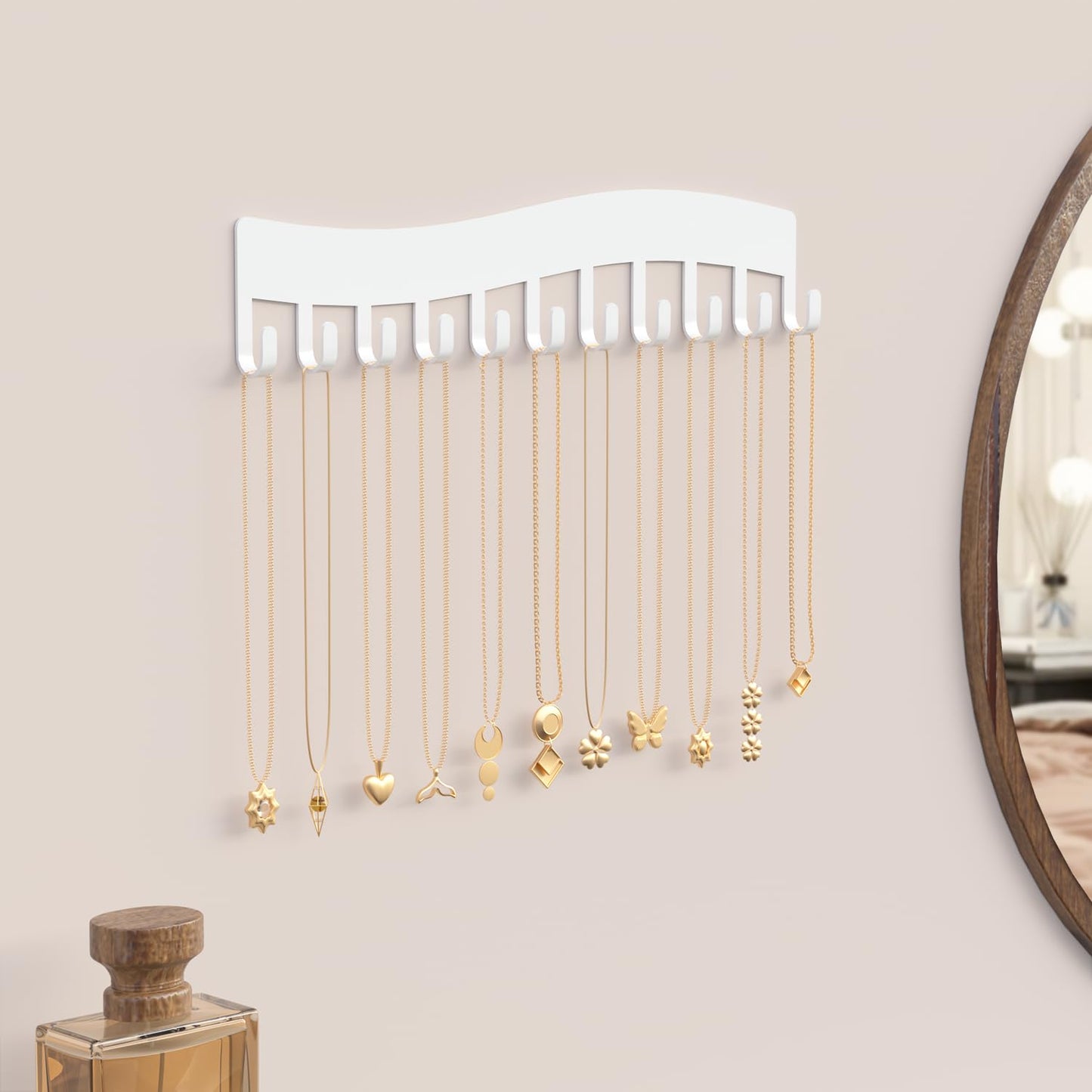 Josmimic Necklace Holder Wall Organizer (White)