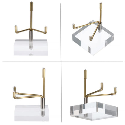 BTSKY Small Size Adjustable Golden Metal Arm Display Stand with Square Base
