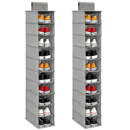 GWCYMYD Hanging Shoe Rack, 10-Shelf Shoes Storage for Wardrobe, Foldable Wardrobe Shelf Shoe Storage