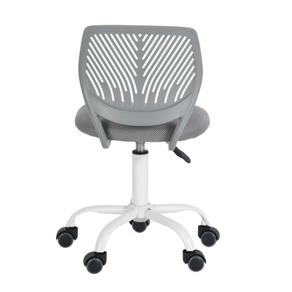 FurnitureR Compact Gaming Chair, PP Hollow Backrest, Adjustable Height, Ergonomic Swivel Foam Seat, 5 Wheels Iron Base, for Reading, Drawing, Gaming