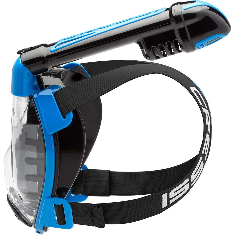 Cressi Duke Full Face Snorkel Dry Mask - Available in Standard Version or with Action Cam Holder, Adult Unisex, Black / Blue, M/L