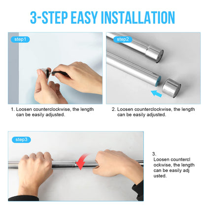 WAENLIR 56cm-100cm Extendable Stainless Steel Wardrobe Rail, Adjustable Clothes Rail Pole With End Sockets