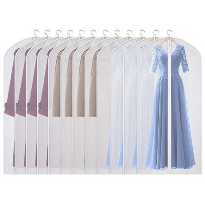 Univivi Hanging Garment Bags, 60 inch Suit Bags for Storage (Set of 12), PEVA Moth-Proof Breathable Dust for Long Dress Wedding Dress Bag