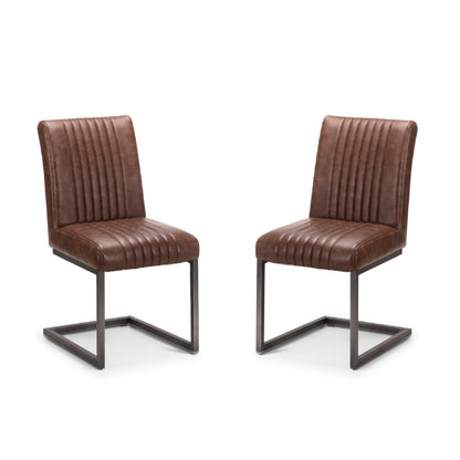 Julian Bowen Brooklyn Dining Chairs, Set of 2, Brown - H88.5 x W47 x D65cm