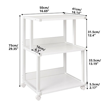 IBUYKE 3-Tier Printer Stand With Storage Shelf and Wheels - Rolling Cart for Home Office Organization, Heat Press, Microwave and Mini Fridge TPS001W