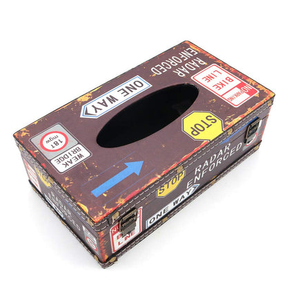 POFET Vintage Chic Shabby Wooden Tissue Box Holder Rectangle Handcraft Tissue Paper Box Cover Napkin Organizer Holder Home Storage Room Office Car