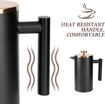 MaxMiuly Large Cafetiere 1.5L/50 OZ Stainless Steel French Press Insulated Coffee Press, Double Wall Keep Hot Coffee & Tea Maker,Bonus with 2 Coffee