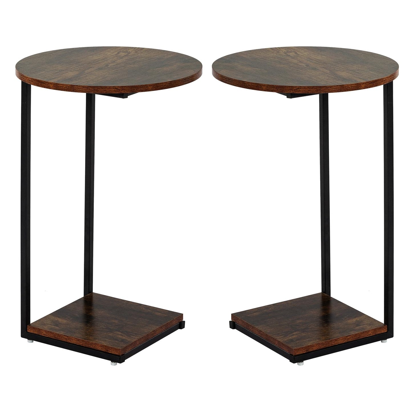 HDANI C-Shaped Side Table,Round End Table under Sofa,Bedside Table,Sofa Side Table with Metal Frame, Small Coffee Snack Table for Living Room
