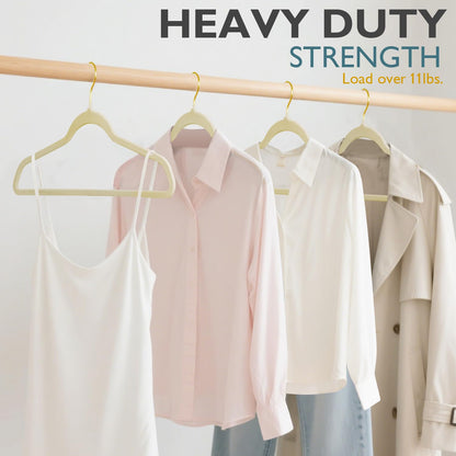 ManGotree Velvet Coat Hangers with 360° Swivel Gold Hook 66 Pack Beige