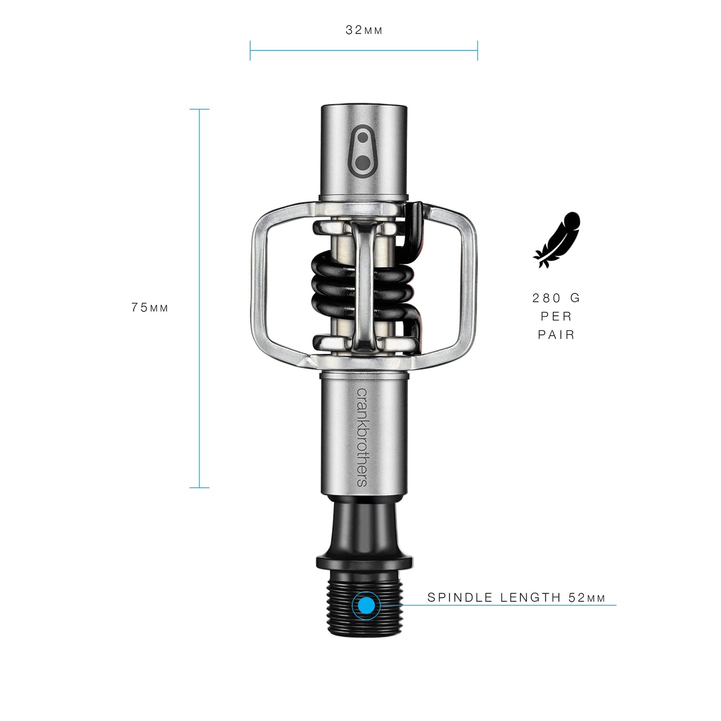 Crankbrothers Eggbeater-1 Pedals, Silver with Black Spring