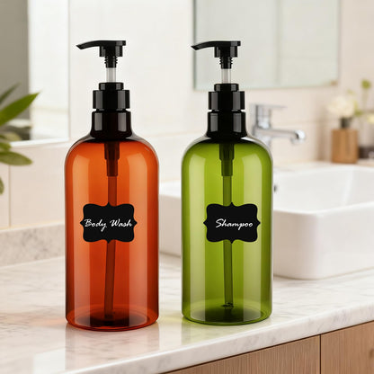 Decorniqu Pump Bottle Dispenser 1000ml 2 Pcs Refillable Plastic Press Pump Bottles Large Empty Liquid Hand Dish Soap Dispensers with Funnel and