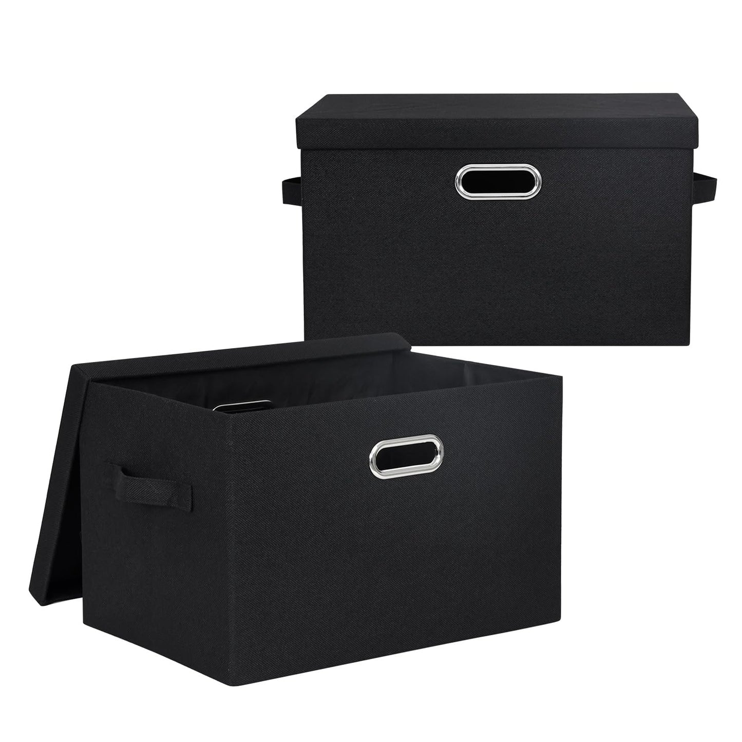 BinWhiz 2-Pack Storage Bins with Lid, 43x31x28 cm Inch Fabric Cube Bins Organizer Basket Foldable Storage Box Containers with Handles for Closet