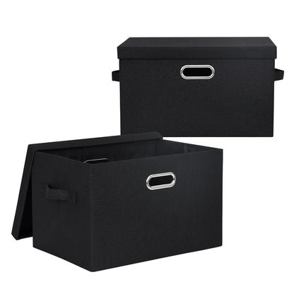 BinWhiz 2-Pack Storage Bins with Lid, 43x31x28 cm Inch Fabric Cube Bins Organizer Basket Foldable Storage Box Containers with Handles for Closet