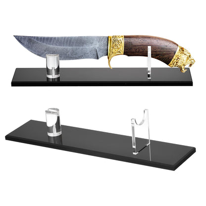sourcing map 2 Pack Acrylic Knife Display Stand, Knife Collection Display Stand Holder for Display Knife on Desktop Black