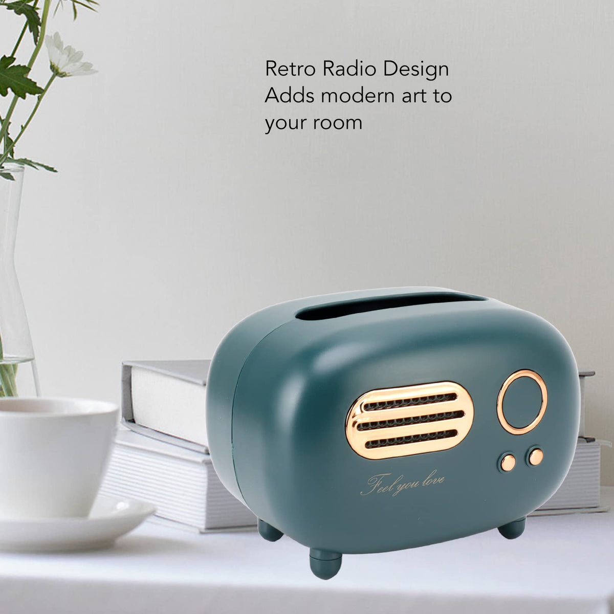 Retro Radio Tissue Box Restroom Tissue Bedroom Holder Vintage Vintage Radio Tissue Box Cover For Table (Green)